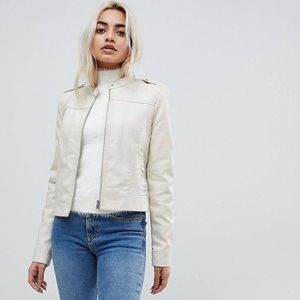 Vero Moda Faux Leather Jacket (Oatmeal)